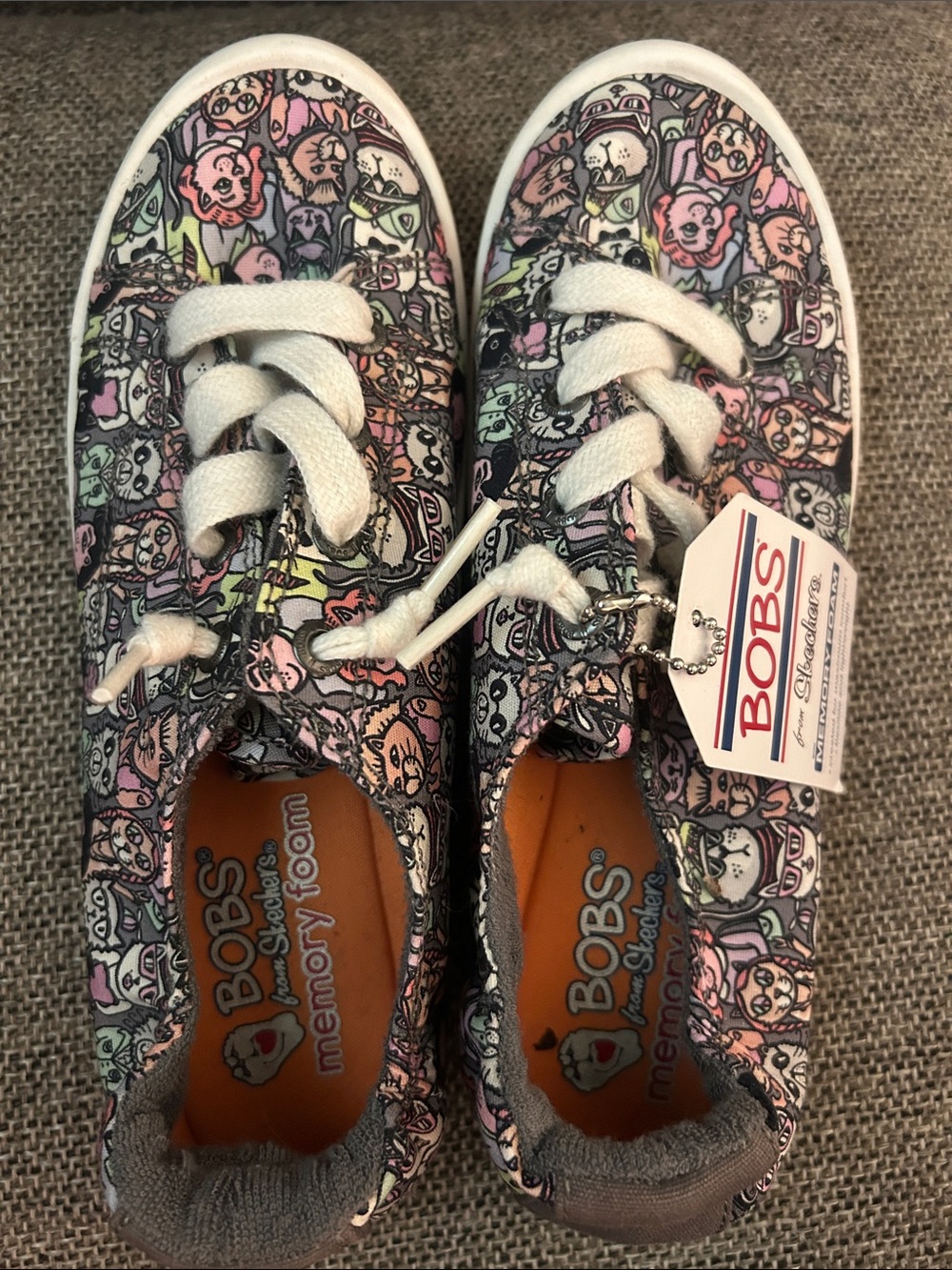 Bobs for Skechers Beach Bingo Classy Cat shoes size 7 slip on memory foam